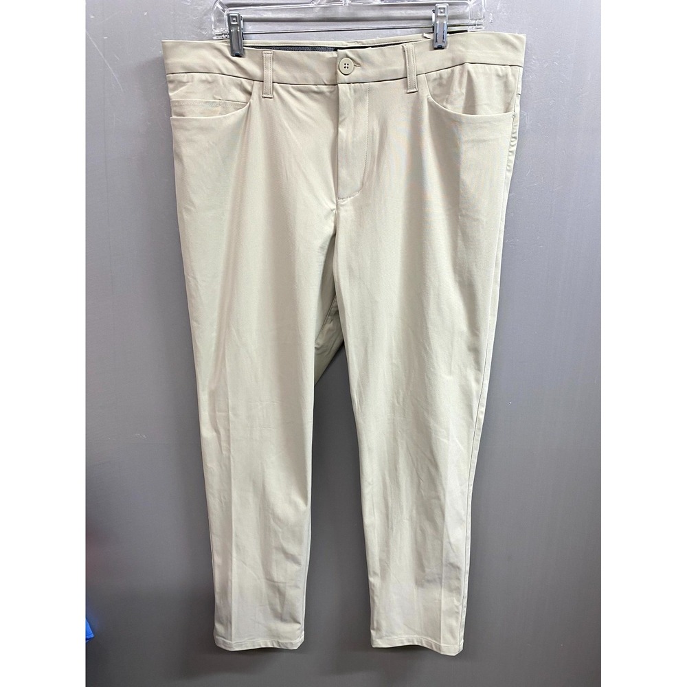 FLX Premium Pants Mens 36x30 Beige 4-Way Stretch Slim Leg 5-Pockets Comfort